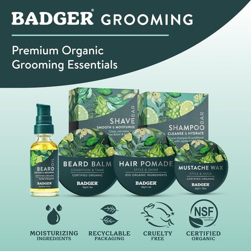 Badger Organic Beard Balm - Moisturizing Leave-In Conditioner for Facial Hair & Mustache | 2 oz