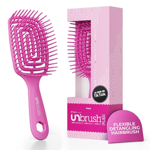 FHI Heat UNbrush Flex Detangling Brush - Pain-Free, Ultra-Flexible Hair Detangler with DuoFlex Anti-Static Bristles