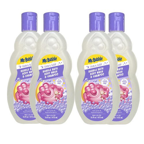 Mr. Bubble Calm and Sleep 3in1 Bubble Bath, Body Wash & Shampoo, 16 oz., Pack of 4