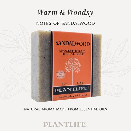 Plantlife Sandalwood Bar Soap - Moisturizing & Soothing Handcrafted Soap - 4oz Plant-Based Formula