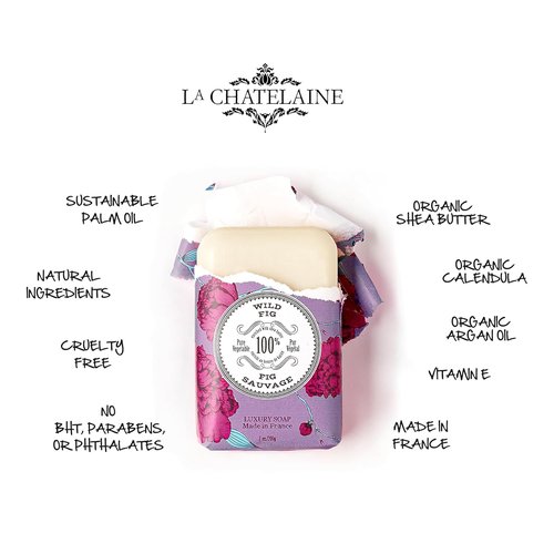 La Chatelaine Gardenia Soap & Shea Butter Hand Cream Gift Set - Natural & Organic, Made in France (7 oz. Soap Bar, 1 oz. Lotion)