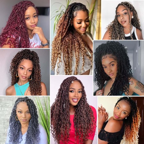 Col Bling 24 Inch 8 Packs Goddess Locs Crochet Hair Natural Looking, Bohemian River Goddess Crochet Braiding Hair Trendy & Edgy Faux Locs Crochet Hair Fashion for Women Kids (#1B)