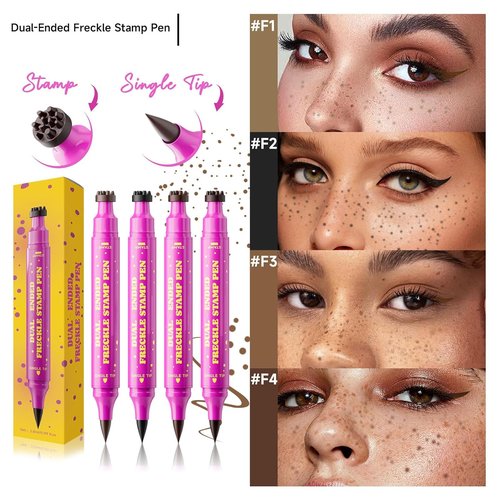 Skiennix Dual-Ended Freckle Pen & Stamp - Waterproof, Smudge-Proof Makeup Tool for Natural Sunkissed Look
