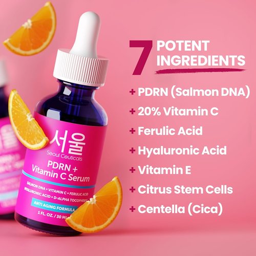 SeoulCeuticals PDRN Serum - Salmon DNA & Vitamin C Anti-Aging Skin Repair Booster | 1oz K-Beauty