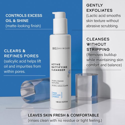 DCL Skincare Active Mattifying Cleanser with 2% Salicylic Acid, 5.0 Fl oz