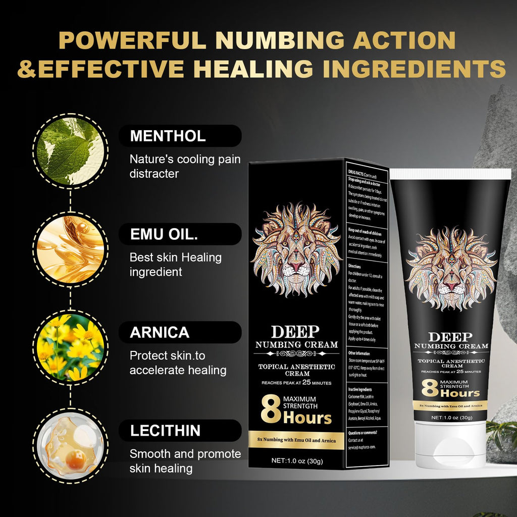 YYSDMVY Numbing Cream: Long Lasting Numbing Cream with Menthol 1% - Emu Oil and Arnica，Non-Greasy，NDC: 84010-159-01-1 Fl Oz (Pack of 1