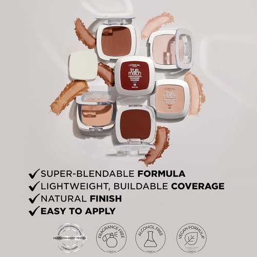 L'Oreal Paris True Match Oil-Free Powder Foundation - W2 Light, 0.33 oz | Super Blendable Formula