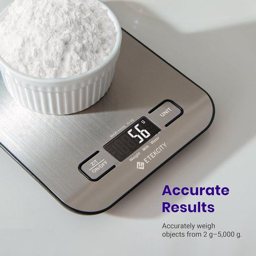 Etekcity Digital Food Kitchen Scale - Accurate Grams & Ounces for Weight Loss & Meal Prep | Medium 304 Stainless Steel