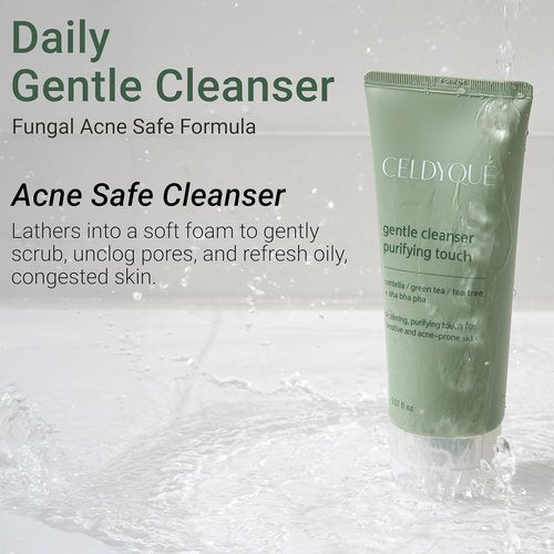 CELDYQUE Gentle Cleanser - Purifying AHA BHA PHA Exfoliating Face Wash for Sensitive Skin | 5.07 fl oz