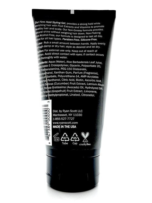 Ryan Scott Non-Flaking & Alcohol-Free Styling Gel provides a Firm Hold with Natural Shine. Aloe, Cucumber, & Grapefruit Fragrance, 5.1 fl. oz.
