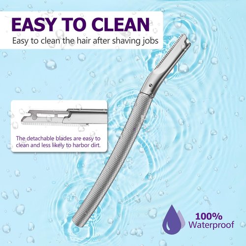 Eyebrow Razor with 16 Blades, Metal Razors for Women and Men,Dermaplane Razor for Women Face, Facial Hair Removal for & Eyebrow Hair Removal (Silver)