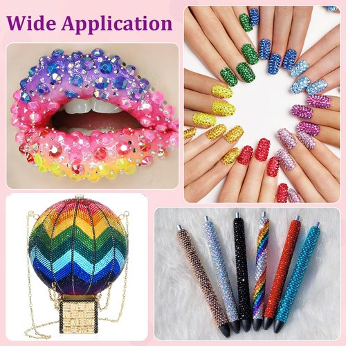 34000Pcs Resin Rhinestones with Tweezers for Bedazzling, Multicolor 3mm Crystal with 3Pcs 10ml B7000 Jewelry Glue for Bedazzled Nail Art Crafting Makeup