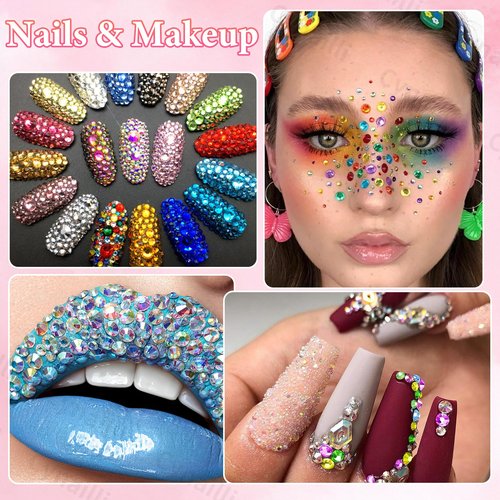 15000 Pcs Resin Rhinestones for Crafts, Colorful Jelly Resin Rhinestones for Bedazzling Gems Mix Sizes Flatback Gems Jewels for DIY Mugs Tumblers Bottles Clothing Shoes Nail Art