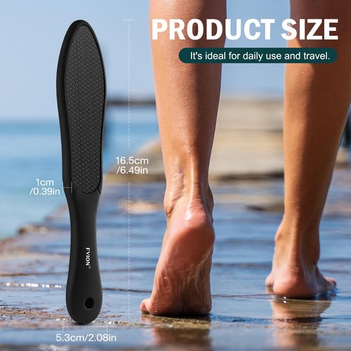 FVION Double-Sided Nano Glass Foot File for Callus Remover - Highly Effective Hard and Dead Skin Remover for Cracked Heels and Dry Skin (Black)
