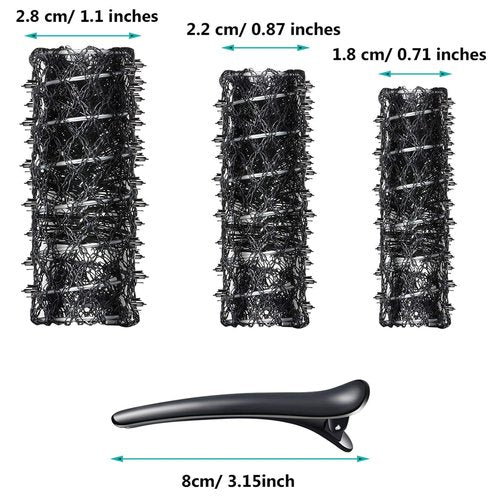 Skiennix Hair Rollers Set - 48 Wire Mesh Perm Rods with Duck Teeth Clips | 0.71/0.87/1.1 Inch Sizes