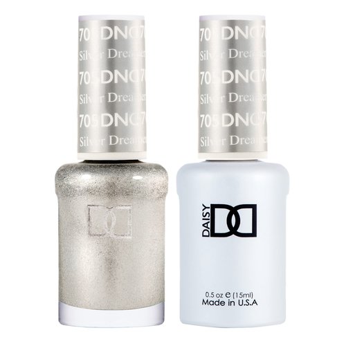 DND Gel Polish Set, Silver Collection, UV/LED Gel Polish and Air Dry Nail Lacquer, Matching Chip-Free Polish Duo, 705 Silver Dreamer, 0.5 Fl Oz