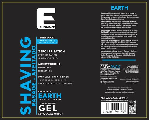 E Elegance Shaving Gel - Transparent Formula for Men & Women | Aquatic & Active Earth Fragrance, 16.9 Oz