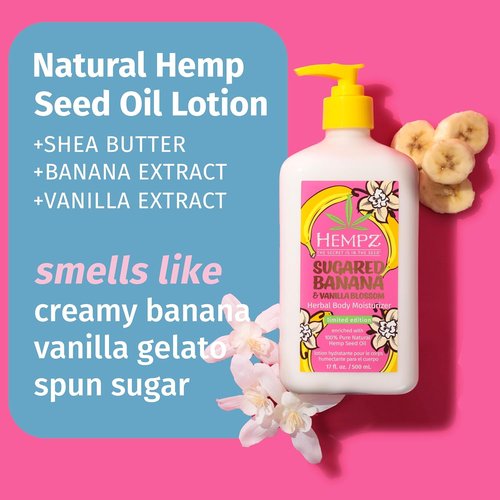 Hempz Sugared Banana & Vanilla Blossom Body Lotion - Ultra Hydrating Moisturizer for All Skin Types | 17 oz