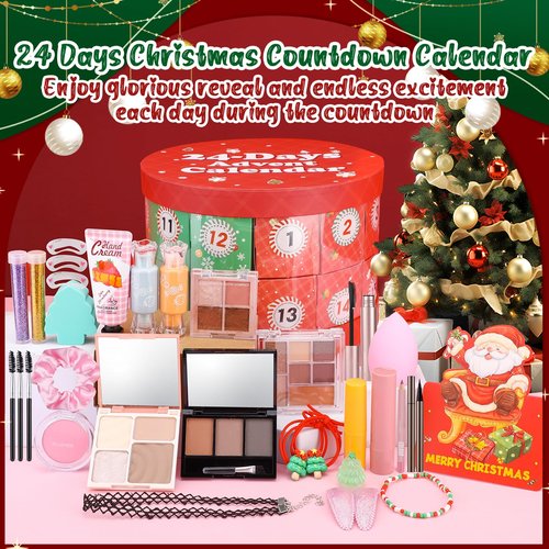 Ponhey Makeup Advent Calendar 2025,24 Days Christams Advent Beauty Calendar,Countdown Calendar For Girls Teens Women Adult,Xmas Holiday Beauty & Cosmetic Surprise Gift
