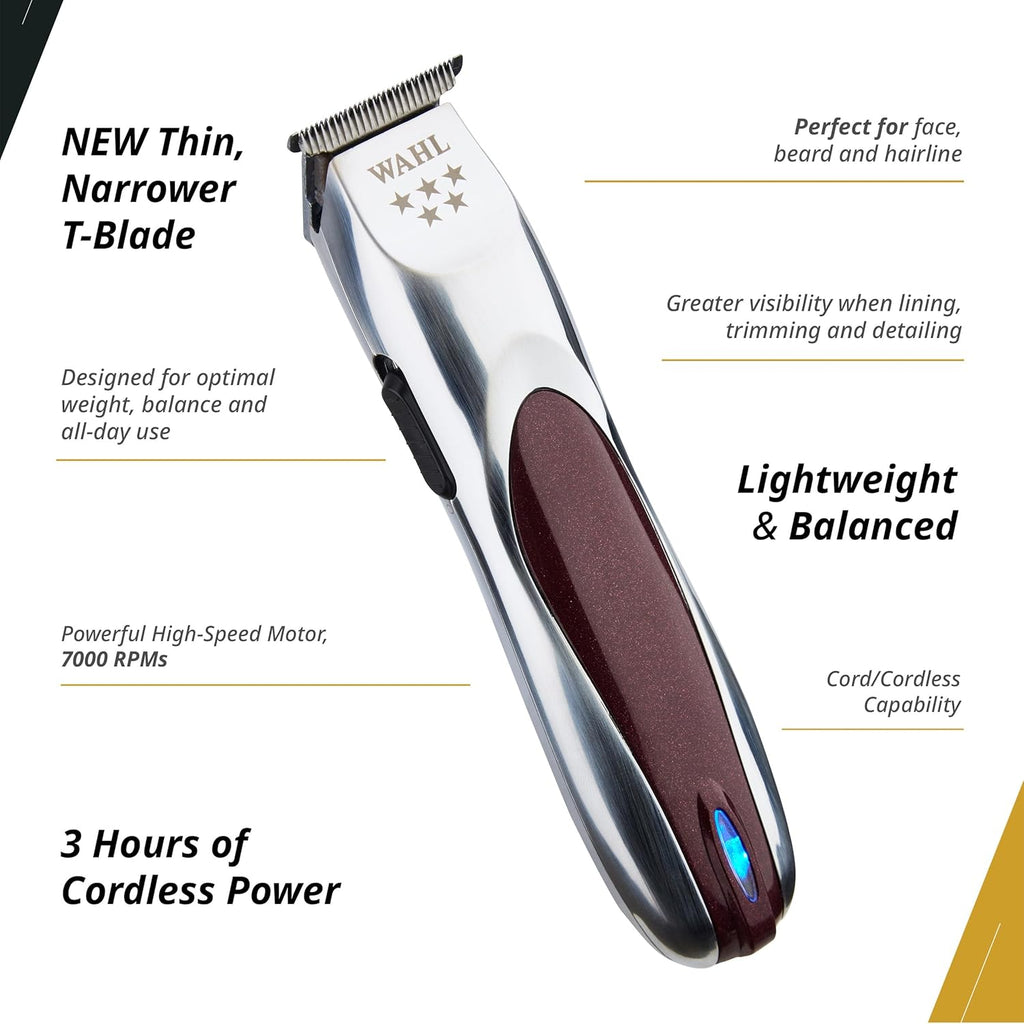 Wahl Professional 5 Star Align Trimmer - Cordless Narrow T-Blade with 180-Minute Run Time