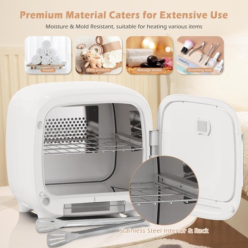 Keenray Hot Towel Warmer Cabinet, Professional Spa Towel Warmer with Digital Screen, Adjustable Timer and Delay, Customized Fragrance, Heat Dry & Wet Towels for Spa, Salon, Home 14 L Snow White