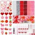 AnoleAir Junk Case Charms Kit, Pink Red Pearls Resin Rhinestones Bedazzling Kit, Cute Candy Bear Cartoon Phone Cases Charms, Junk Case with Big Charm for Crafts Nail Art DIY Accessories