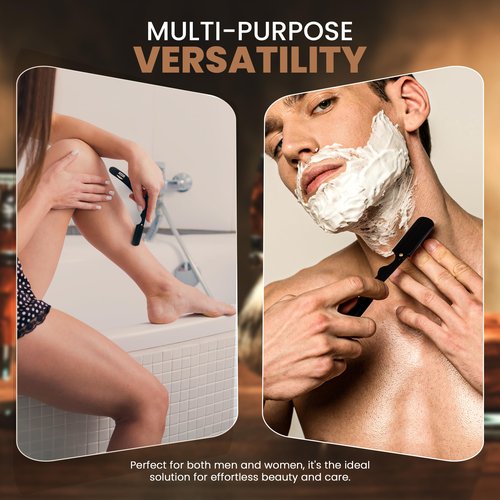 Utopia Care Professional Straight Razor for Men, Barber Straight Edge Razor Safety with 100 Pack Blades, Black