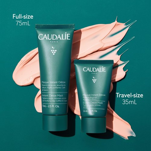 Caudalie Instant Detox Mask, Pore Minimizing Pink Clay Face Mask - 35 mL