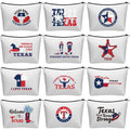 Bulyoou 12 Pcs Texas Souvenirs Gifts Novelty Cosmetic Makeup Bag Gift Red White Blue Zipper Pouch Bag Texas State Independence Day Gifts for Women Home Birthday Party Favors