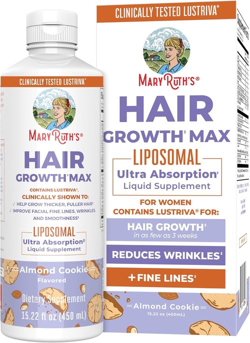 MaryRuth Organics Hair Growth MAX Liposomal | Biotin 10000mcg & Pumpkin Seed Oil | Thicker Hair & Skin Care | 15.22 Fl Oz