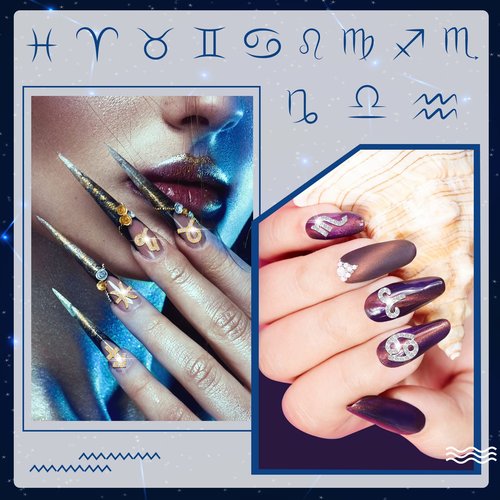 48 Pcs Zodiac Sign Nail Charms Zodiac 3D Rhinestone Jewelry Art Nail Charms DIY Horoscope for Jewelry Making Necklace Bracelet Earrings Crafts Supplies(Gold, Silver)