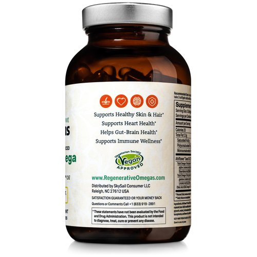 Ahiflower Oil 120 Softgels - Complete and Balanced Omega 3-6-9 Essential Fatty Acids - Plant Based No Fish Source of Vegan Healthy Fats