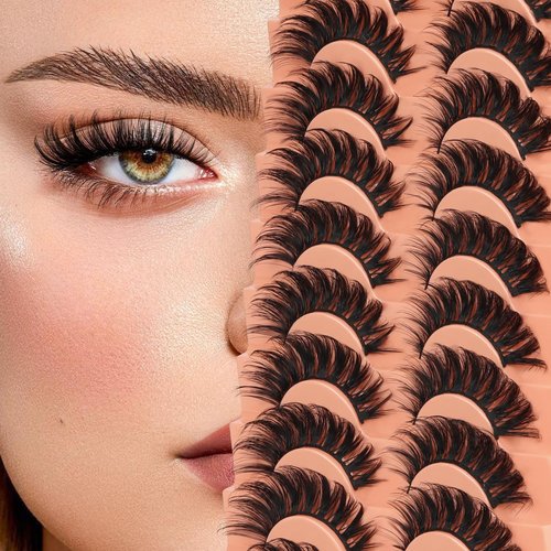Veleasha Lashes D Curl Dramatic Lashes Fluffy Faux Mink Eyelashes V Shape Volume Eyelash Thick 10-18MM 3D Effect False Eyelashes (6D33)