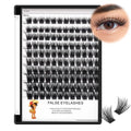 BODERMINCER Lash Cluster Color Black/Brown D Curl 120pcs 8-10-12-14mm/10-12-14-16mm Mixed Segment Cluster Individual Lashes DIY Lash Clusters Self Use Lash Clusters Kit (16mm)