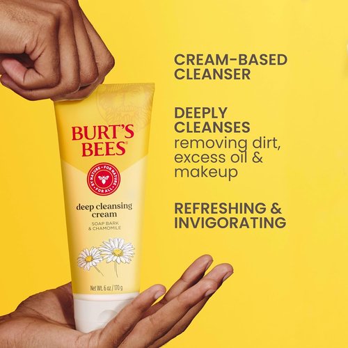 Burt's Bees Face Wash - Deep Cleansing Cream with Chamomile | All-Natural 6 oz (Pack of 3)
