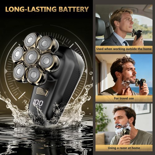 Electric Shaver for Women, Electric Razor with 7D Magnetic Shaver Heads, Wet Dry Waterproof Bald Head Trimmer Kit for Women & Men, Nose Ear Hair Trimmer, USB Rechargeable Clippers, Purple