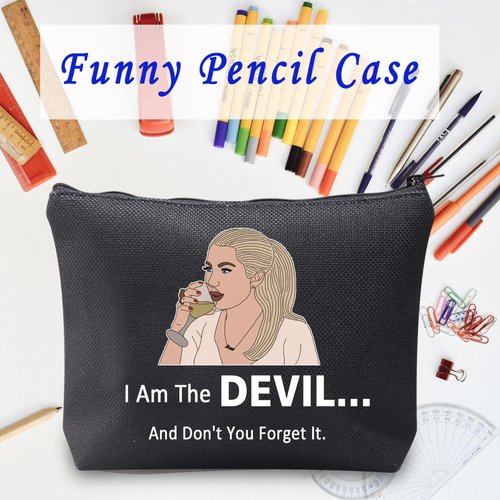 LEVLO VPR Housewives Gifts I Am The Devil And Don't You Forget It Makeup Bags TV Show Lovers Travel Bags Reality TV Pop Culture Gifts (I Am The Devil+black)