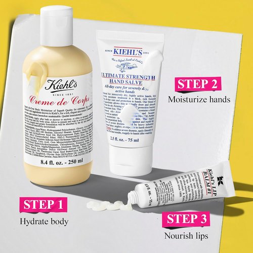 Kiehl's Body Care Routine Gift Set - Moisturizing Hand Lotion, Body Cream & Lip Balm | $75 Value for Dry Skin