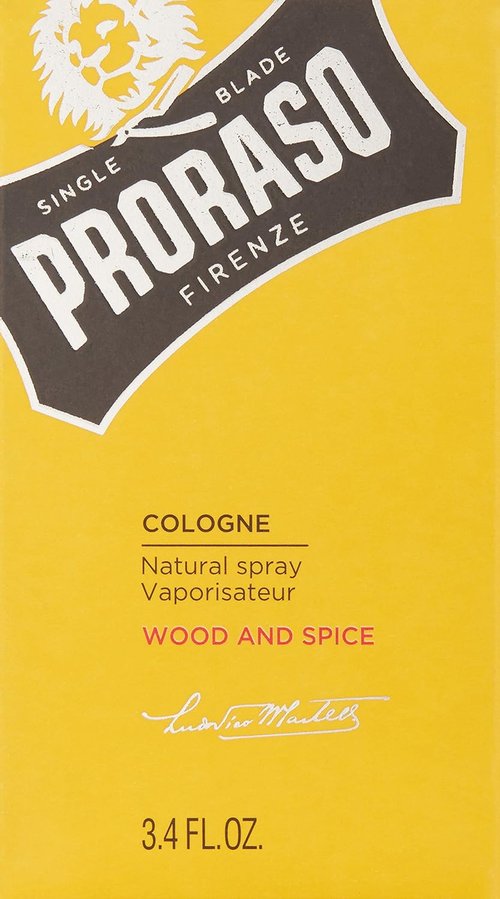 Proraso Wood and Spice Cologne - Masculine Eau de Cologne with Cumin, Saffron, Cedarwood & Vanilla - 3.4oz