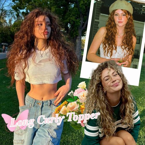 PANEWAY Curly Hair Toppers For Women with Thinning Hair Synthetic 6.5’’x6.5’’ Ladies Wiglets Full Coverage Topper Perfect for Daily, Holiday, Style (20",Dark Brown)