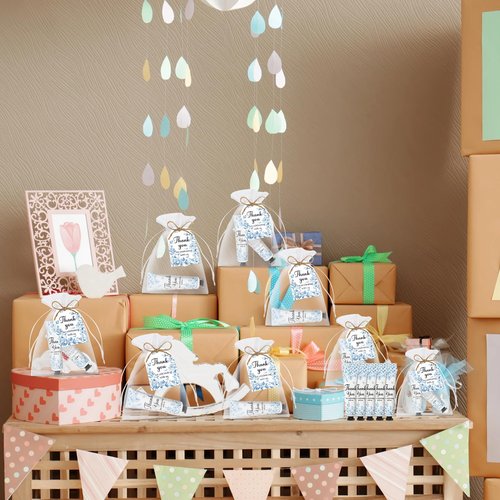 50 Sets Blue Flower Baby Shower Hand Cream Set, Hand Cream Favors for Guests Bridal Wedding Baby Shower Gift Bulk Travel Size Gifts with Thank You Card & Organza Bags(blue flower)