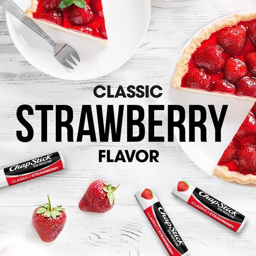 ChapStick Classic Strawberry Lip Balm - Moisturizing Lip Care | 0.15 Oz Tubes (Pack of 12)
