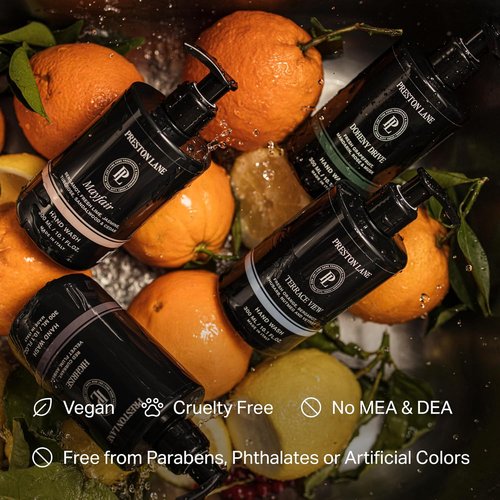 Preston Lane Luxury Hand Wash - Terrace View Scent | Hydrating Formula with Organic Oils & Kiwi Extract, Vegan & Cruelty-Free