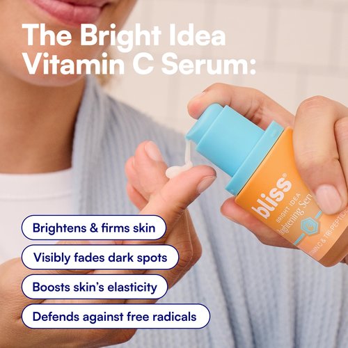Bliss Vitamin C + Tri-Peptide Bright Idea Serum – 15% Brightening + Barrier Boost Complex for Radiant, Firm Skin – Anti-Aging Face Serum Boosts Collagen & Elasticity - 1 fl oz