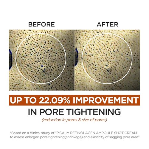 P.CALM Retinolagen Ampoule Shot Cream - Vegan Collagen & Bakuchiol for Pore Tightening | 60ml