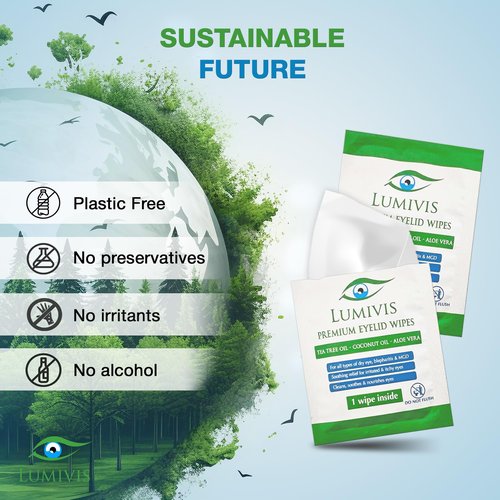 Lumivis Tea Tree Oil Eyelid Wipes – 36 Individually Wrapped Pads for Daily Eye Cleansing, Makeup Removal & Eyelid Hygiene – Gentle, Soothing, Natural Formula