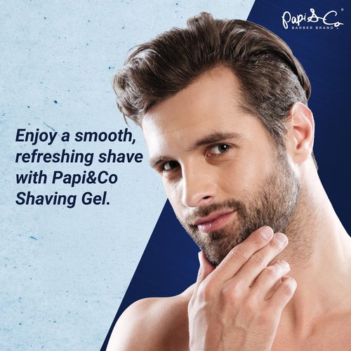 Papi & Co. Shave Gel Men – Sensitive Skin Shaving Gel with Brazilian Mint Oil – Clear Non-Foaming Formula for Beard and Mustache – Moisturizing Barber Grooming Skincare, Alcohol-Free – 8.6oz