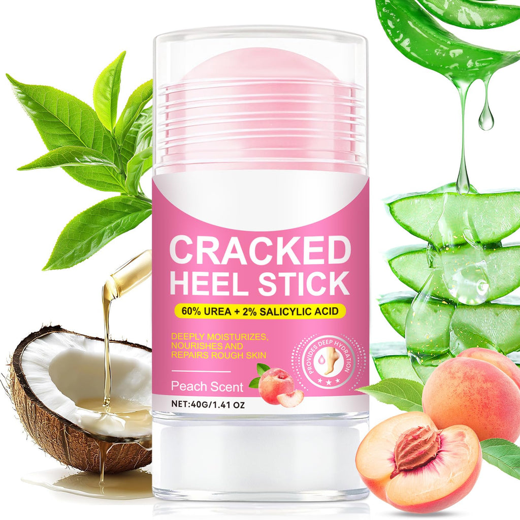 XIAMOFUZHOU 60% Urea plus 2% Salicylic Acid Foot Care Stick, Deep Hydration Soften & Smooth Thickened Areas, Intensive Moisturizer Repairs for Dry, Cracked Heels & Thickened Skin (1.41 Ounce, Peach)
