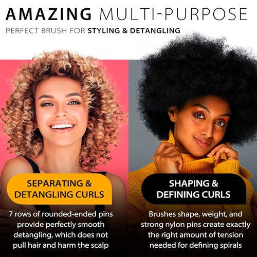 Skiennix Hair Brush - Classic Detangling Tool for Curly Hair | 7 Rows, Black, Perfect for Travel