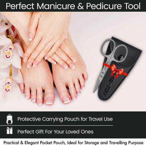 FABINOC Curved Nail Scissors for Women & Men – German Quality Stainless Steel – Small Manicure Pedicure Scissors for Fingernail, Toe Nail, Eyebrows & Mustache
